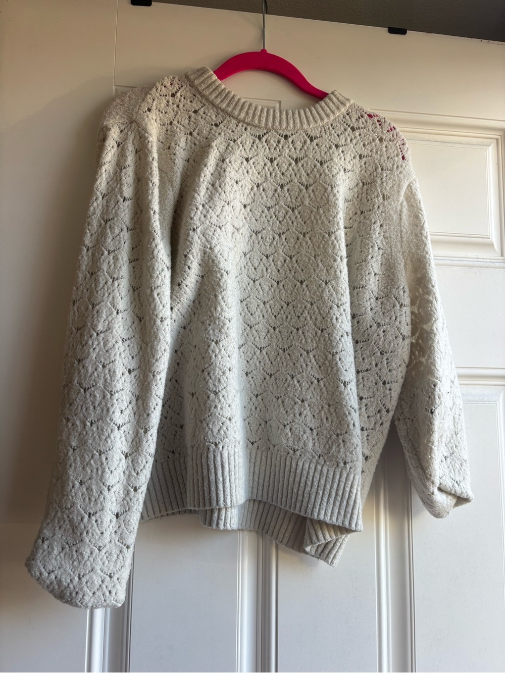 Cozy Openwork Knit Women's Sweater - Cream